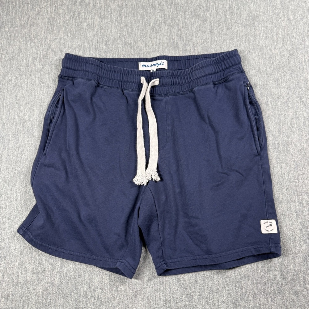 Maamgic Shorts Men M Navy Blue Lounge Sweatshorts Drawstring Casual Cotton Gymwe